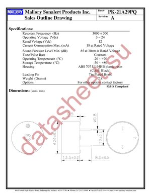 PK-21A29PQ datasheet  